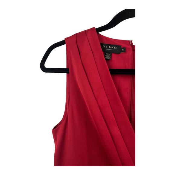Ted Baker dress red Chrisey fixed wrap midi size 2 (US 6) - Picture 3 of 6
